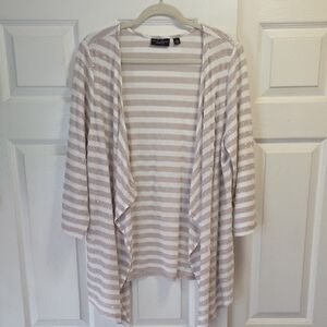 Susan Graver Beige and White Striped Cardigan